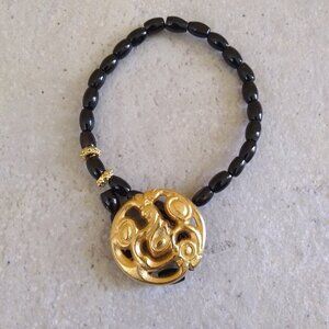 Genuine Black Jasper Bracelet with Button & Loop Closure ~ Sexy Alluring Goth
